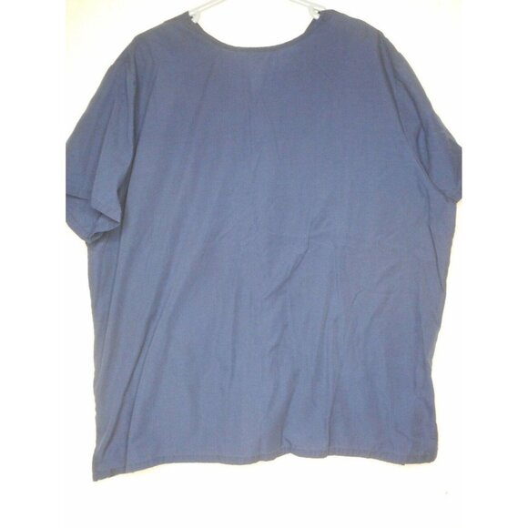 Solid Unisex Blue Scrub Top Medical Uniform 2X - Picture 2 of 4